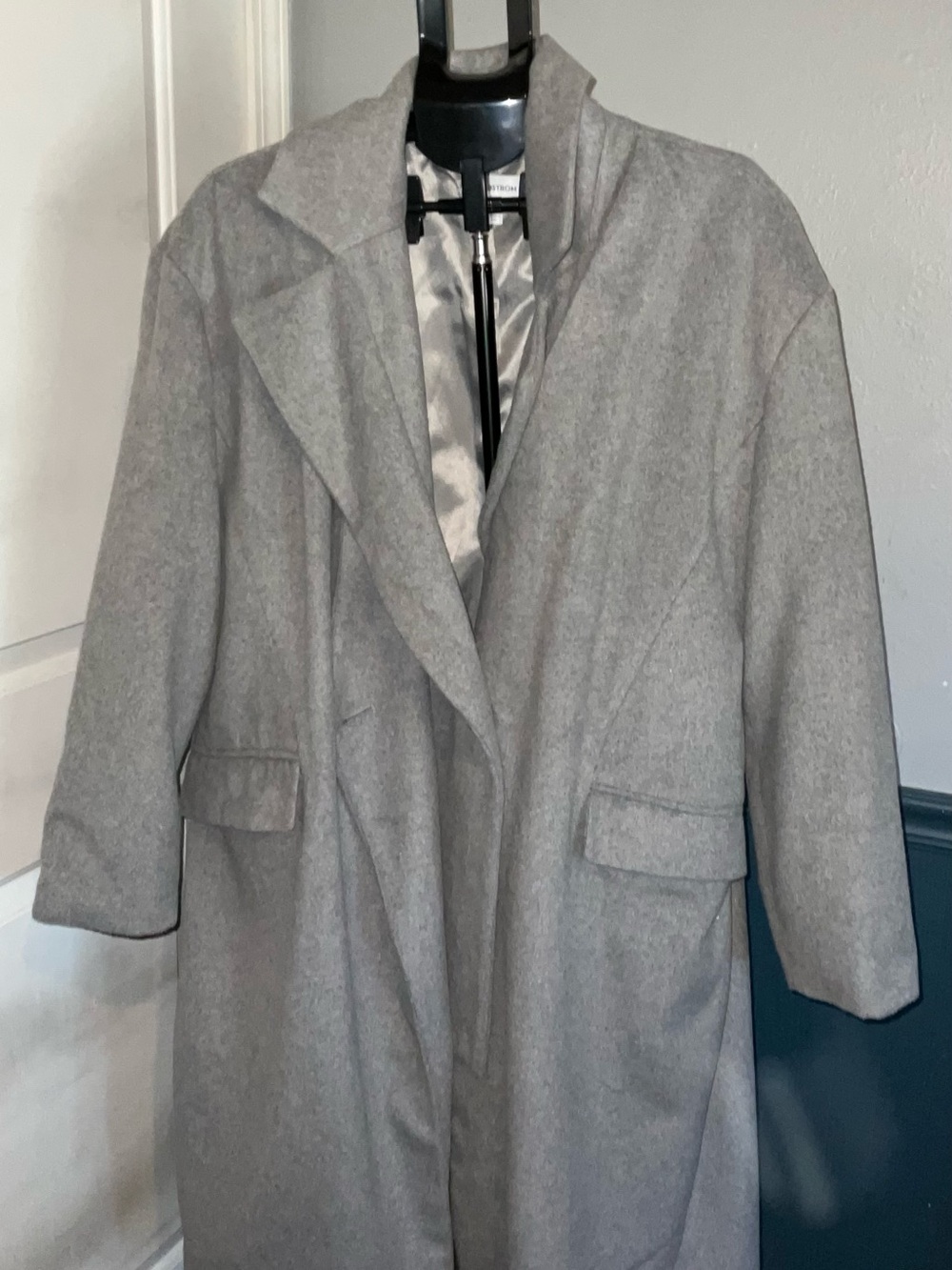 Nordstrom Gray Long Wool-Blend Trench Coat